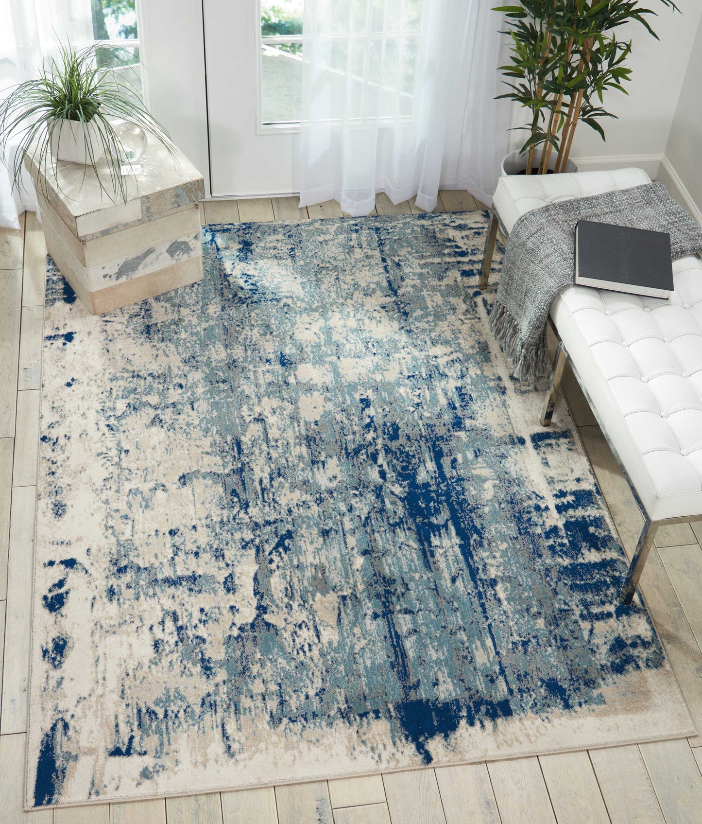 Nourison Home Maxell  Ivory Blue  Contemporary