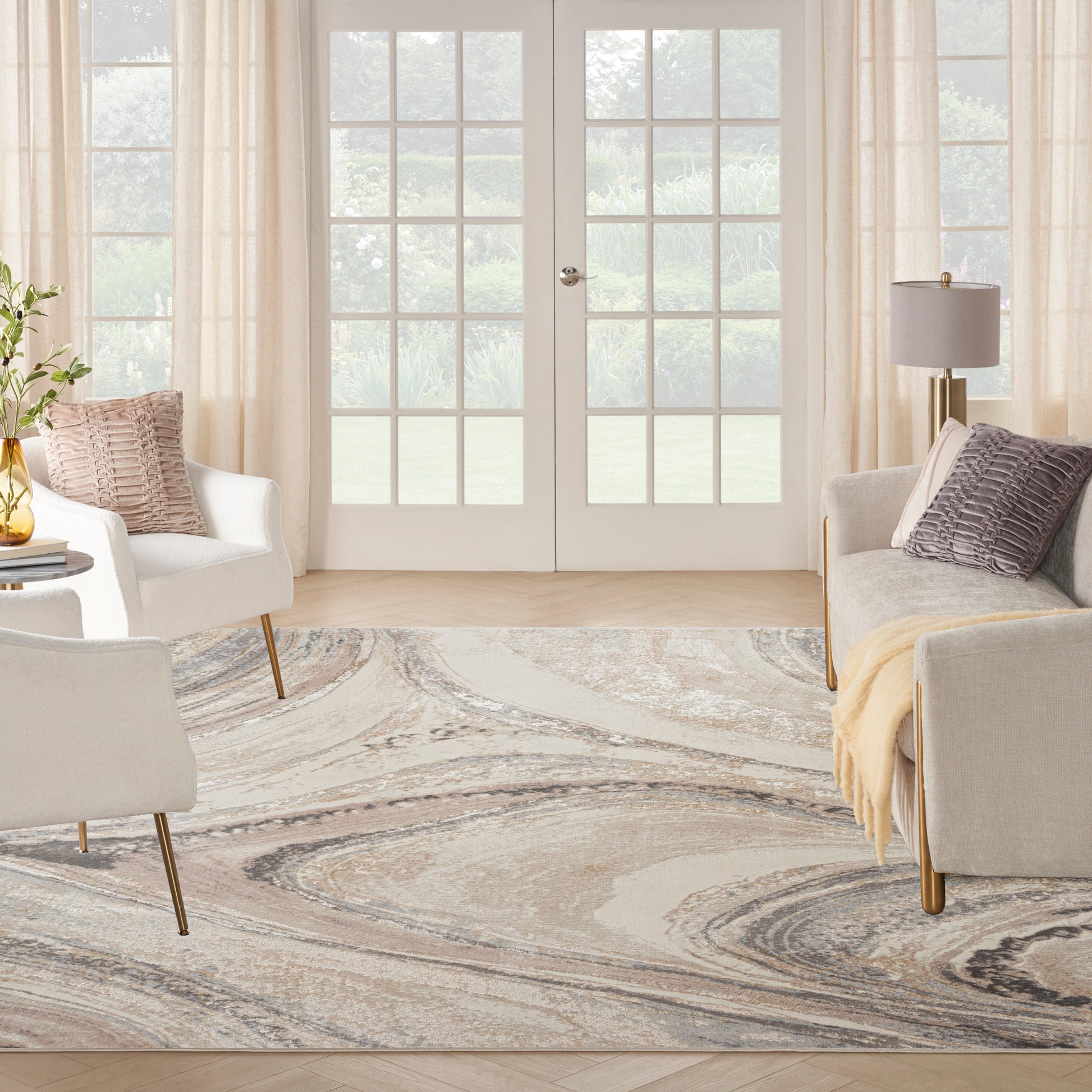 Nourison Home Splash  Cream Grey  Contemporary