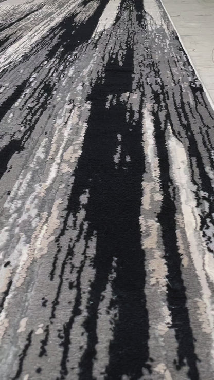 Feizy Micah 3338F Black Silver Modern/Industrial Machine Woven