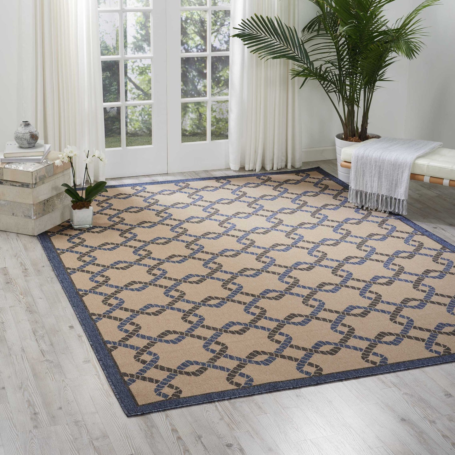 Nourison Home Caribbean  Ivory Blue  Transitional