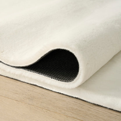 Nourison Home Soft Plush Rabbit Fur  White  Contemporary