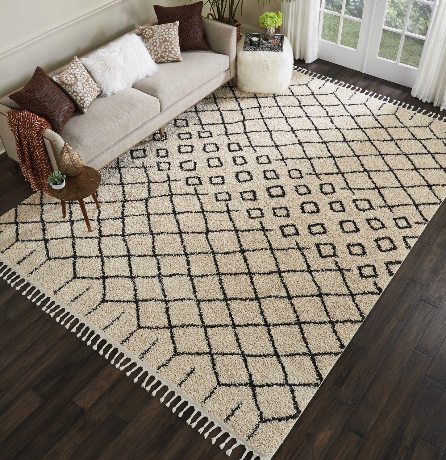 Nourison Home Moroccan Shag  Cream  Transitional