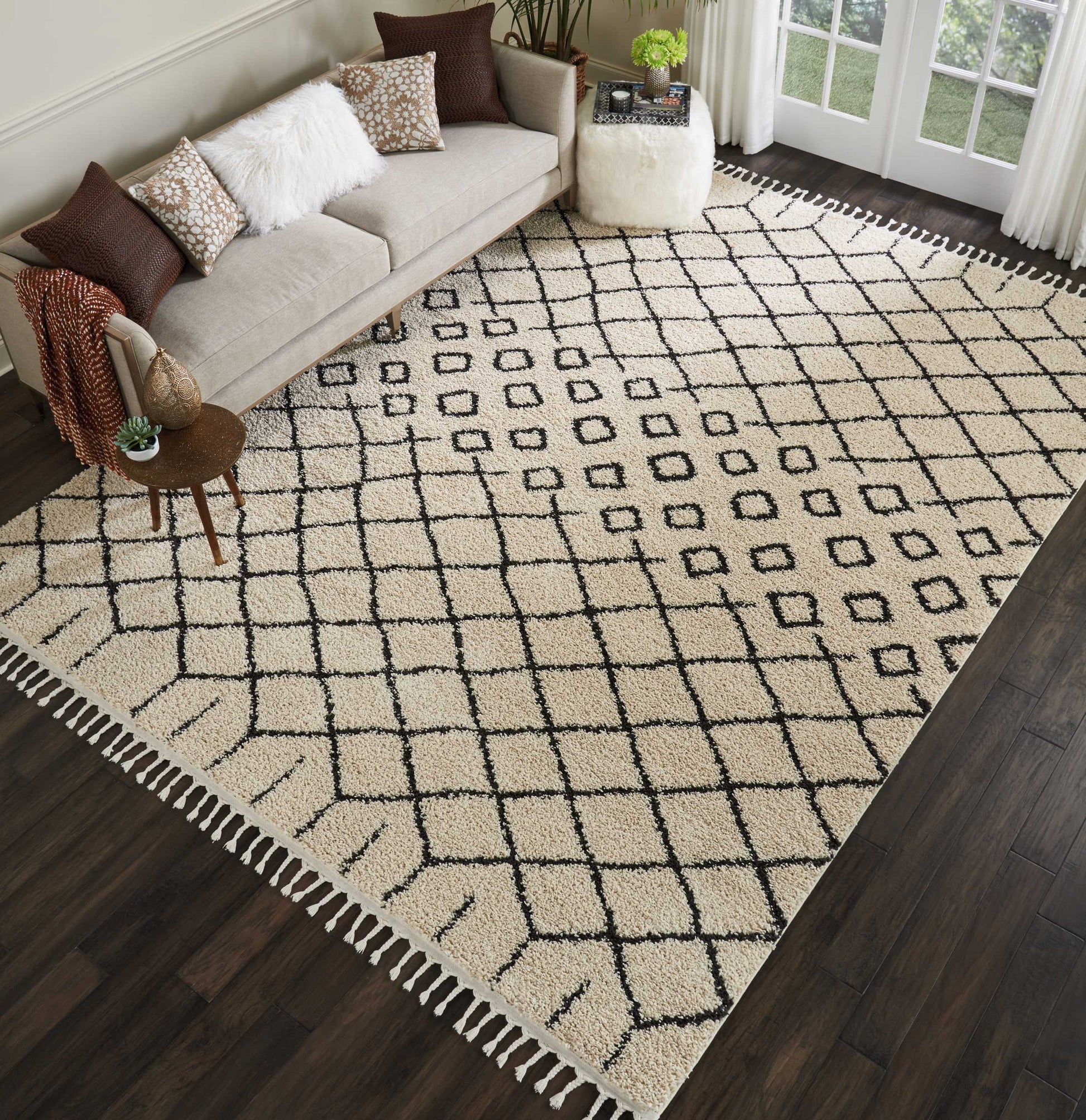 Nourison Home Moroccan Shag  Cream  Transitional