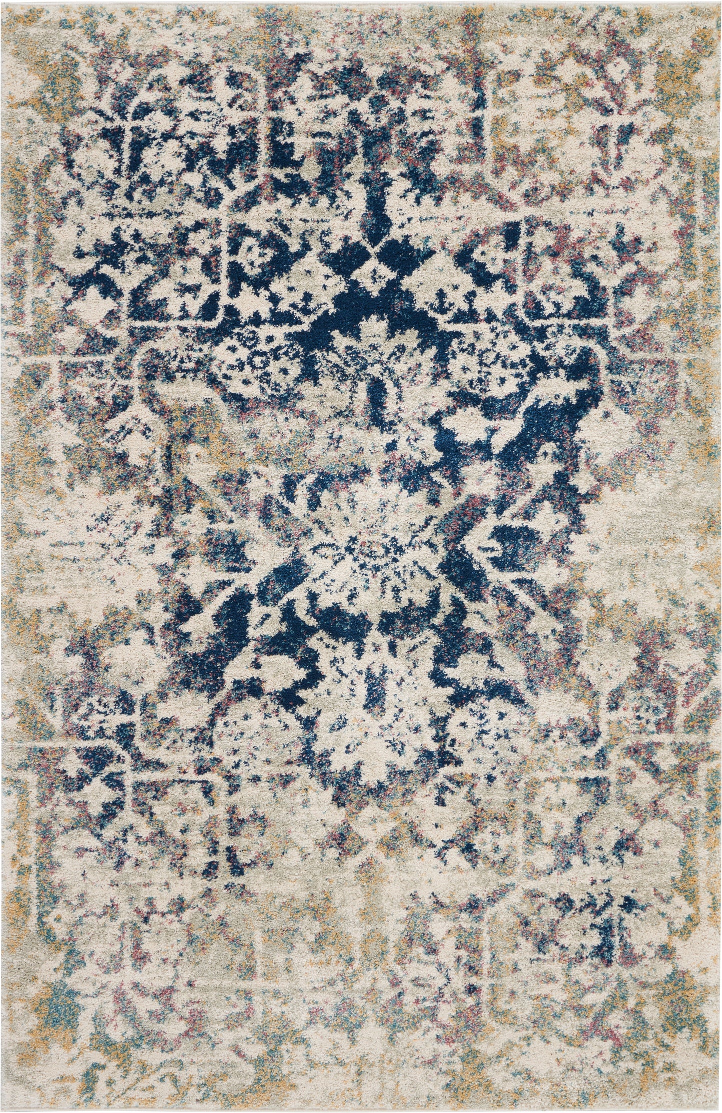 Nourison Home Fusion FSS12 Cream Blue Transitional Power-loomed Rug