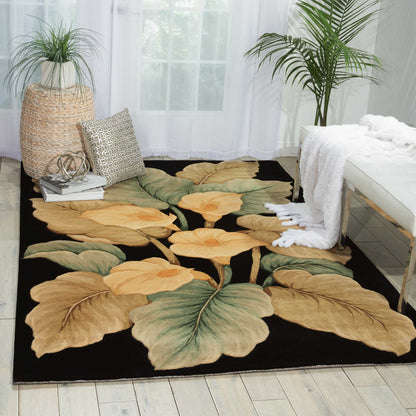 Nourison Home Tropics  Black  Contemporary