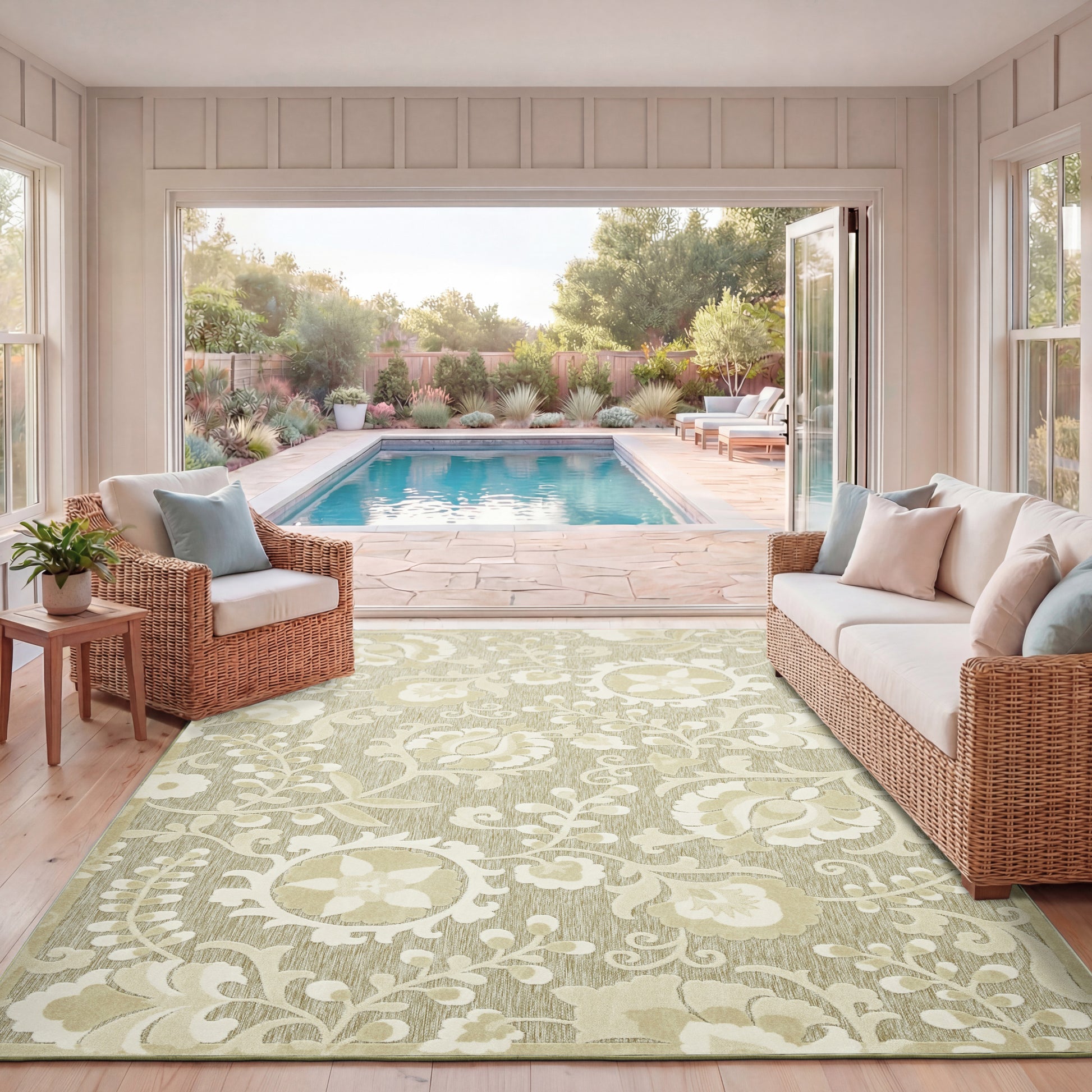 Nourison Home Aloha  Ivory Sage  Contemporary