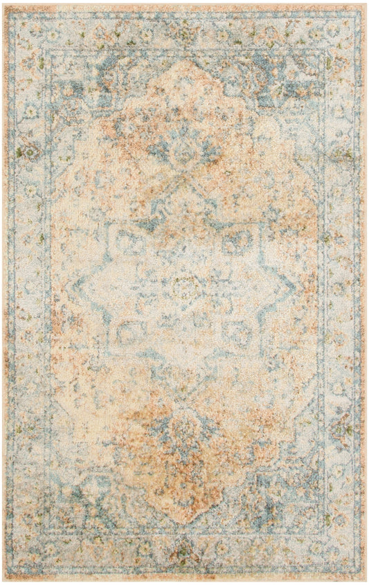Nourison Home Astra Machine Washable ASW12 Beige Blue Traditional Machinemade Rug