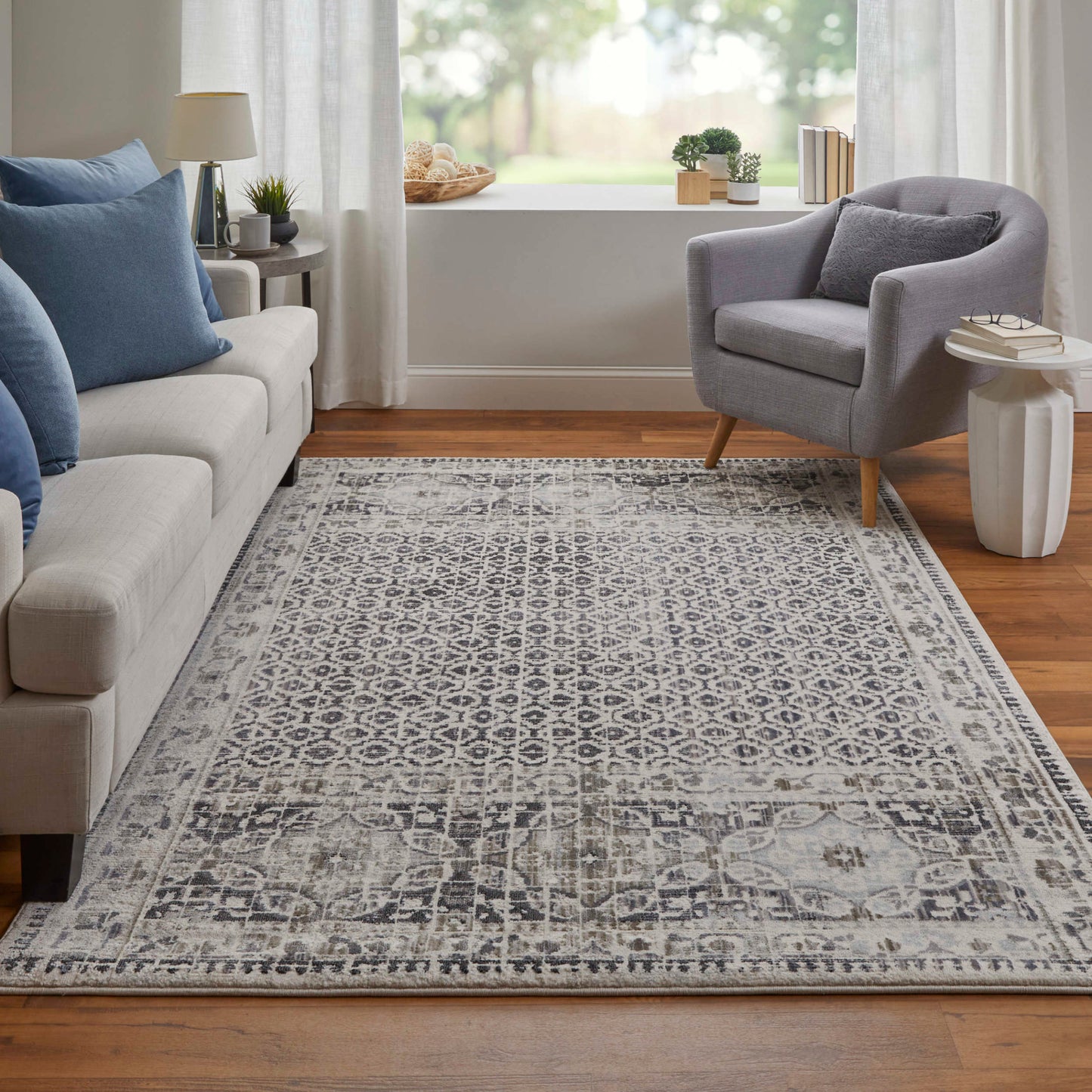 Feizy Kano 3874F Gray Ivory Transitional/Bohemian & Eclect Rug - Rugs - Feizy - Atlanta Designer Rugs