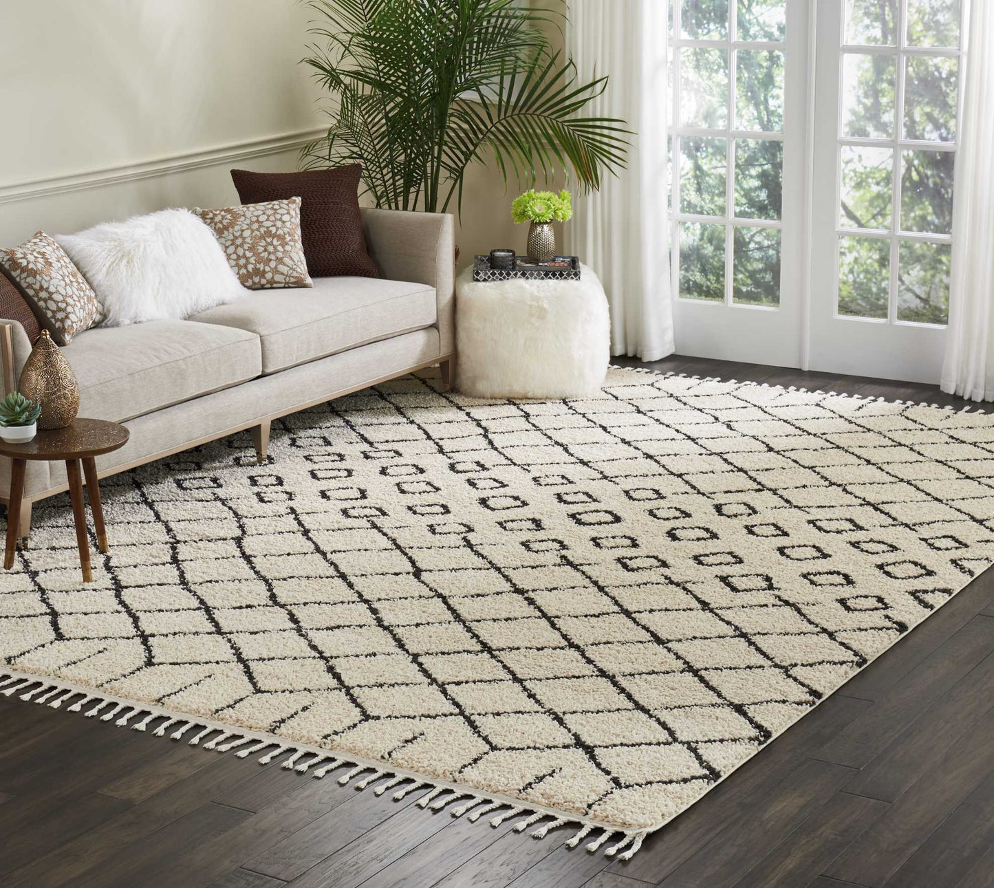 Nourison Home Moroccan Shag  Cream  Transitional