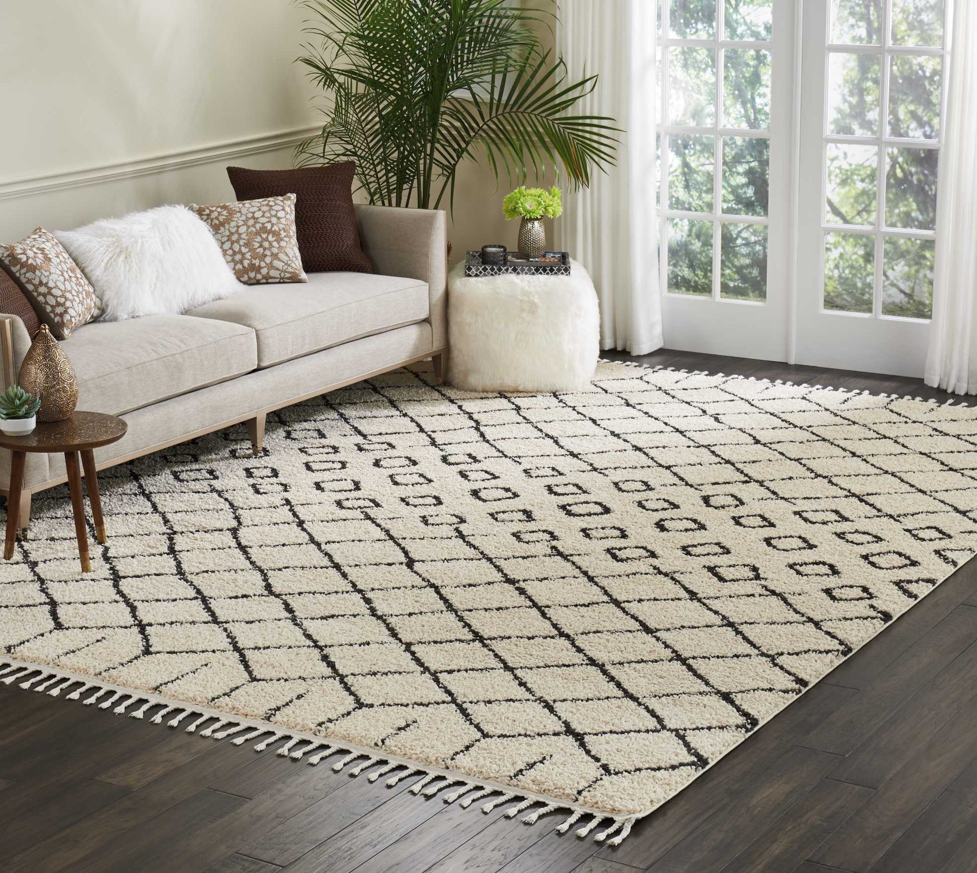 Nourison Home Moroccan Shag  Cream  Transitional