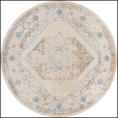 Nourison Home Astra Machine Washable ASW13 Ivory Blue Traditional Power-loomed Rug