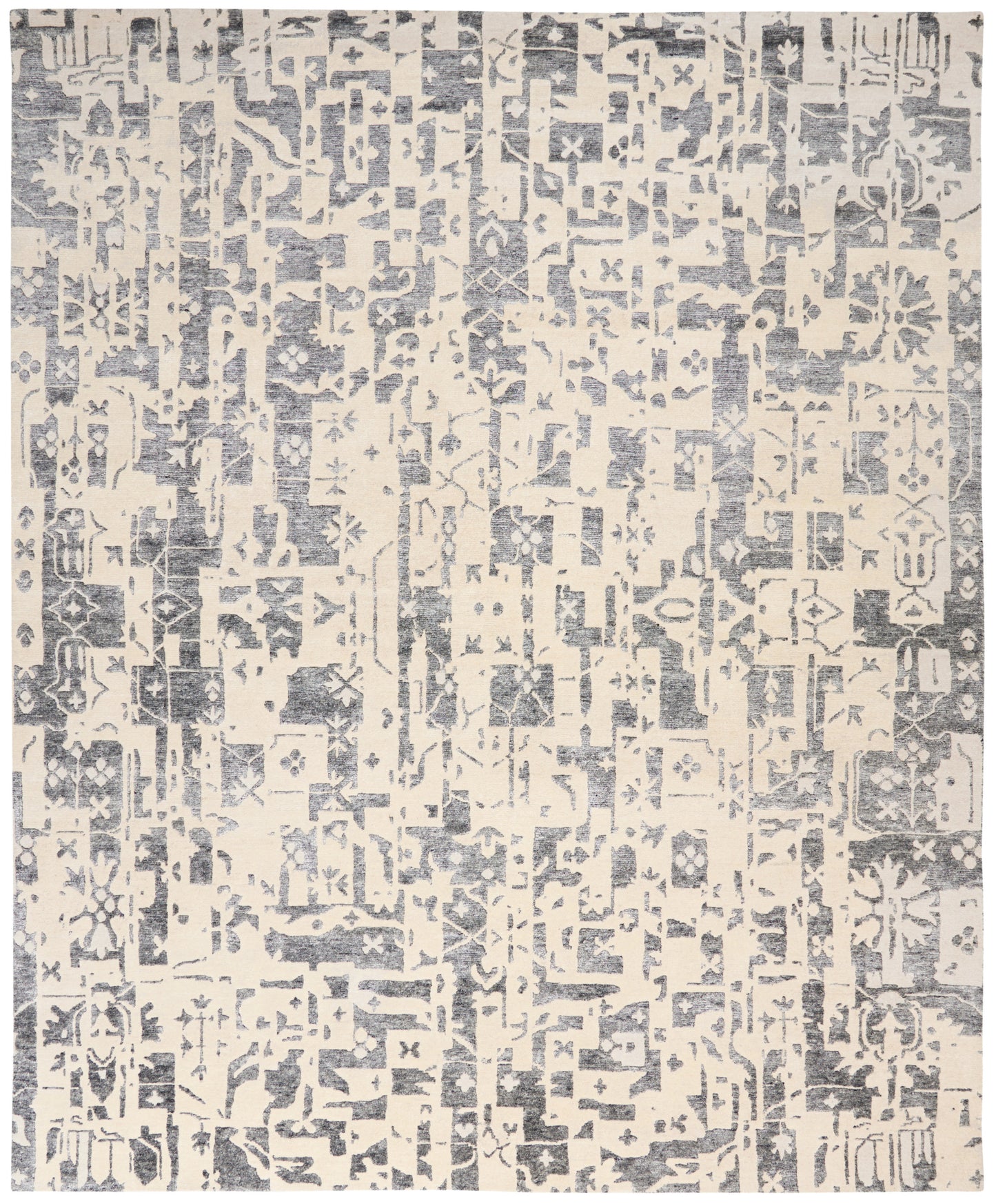 Nourison Home Silk Shadows SHA19 Ivory Grey Transitional Hand Knotted Rug