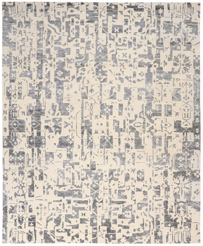 Nourison Home Silk Shadows SHA19 Ivory Grey Transitional Hand Knotted Rug