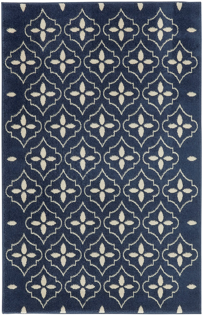 Nourison Home Nourison Essentials NRE04 Navy Ivory Contemporary Power-loomed Rug
