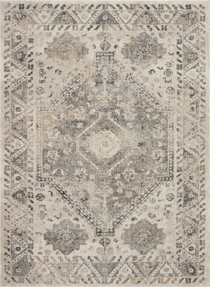 Nourison Home Fusion FSS11 Cream Grey Traditional Power-loomed Rug