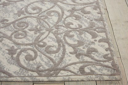 Nourison Home Damask  Ivory Grey  Traditional