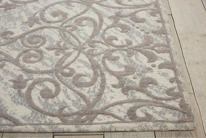 Nourison Home Damask  Ivory Grey  Traditional