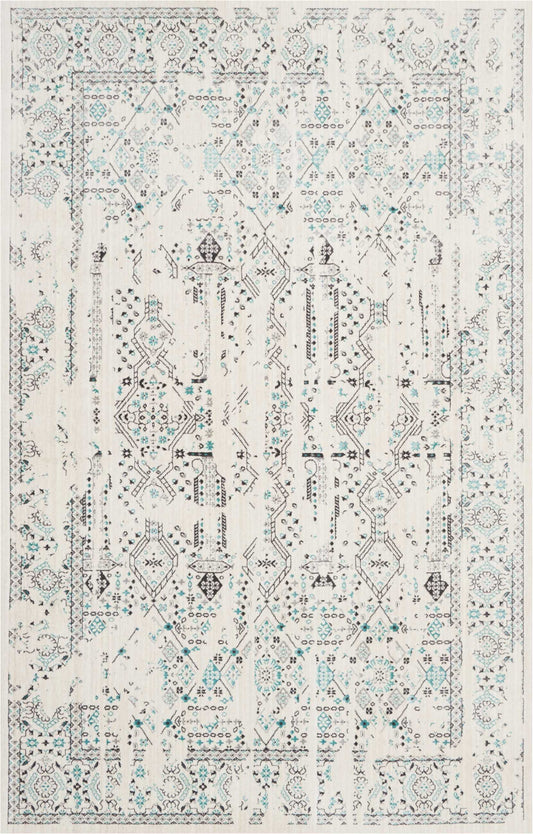 Nourison Home Silver Screen  Ivory Teal  Transitional