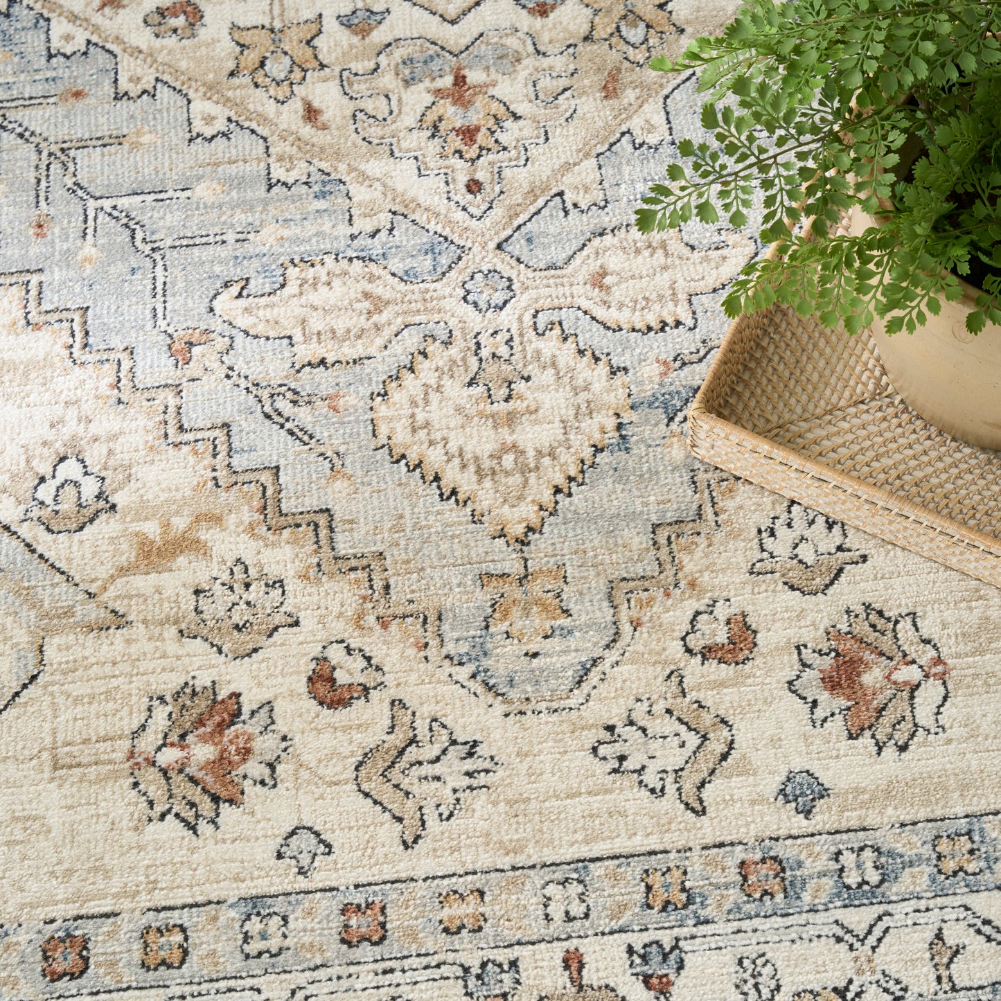 Nourison Home Pardis  Blue Taupe  Traditional