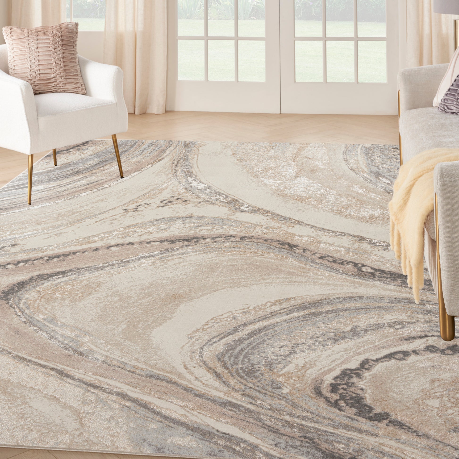 Nourison Home Splash  Cream Grey  Contemporary
