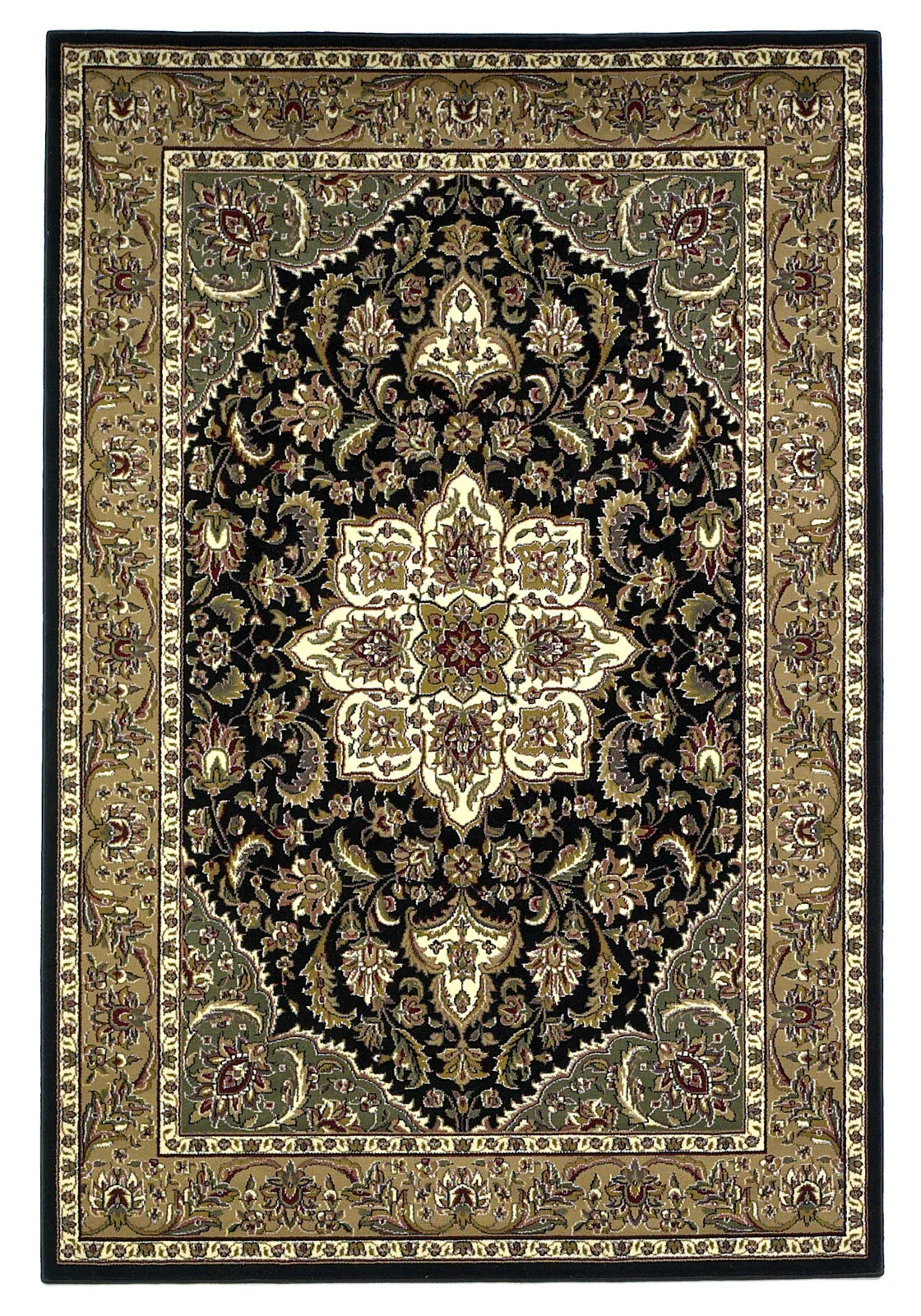 Kas Cambridge 7327 Black Beige Traditional Machine Woven Rug