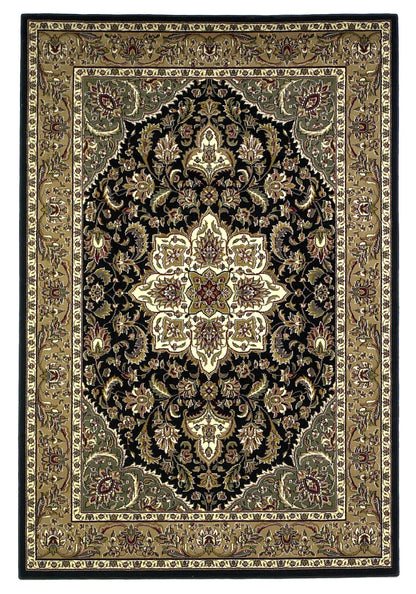 Kas Cambridge 7327 Black Beige Traditional Machine Woven Rug