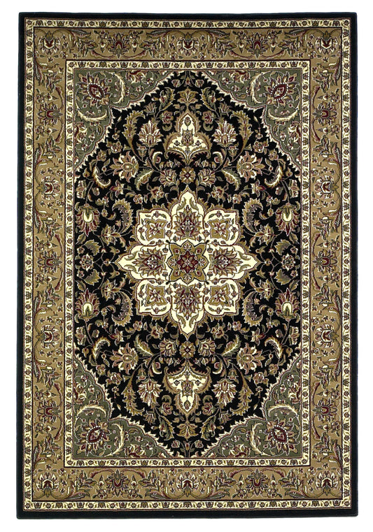 Kas Cambridge 7327 Black Beige Traditional Machine Woven Rug