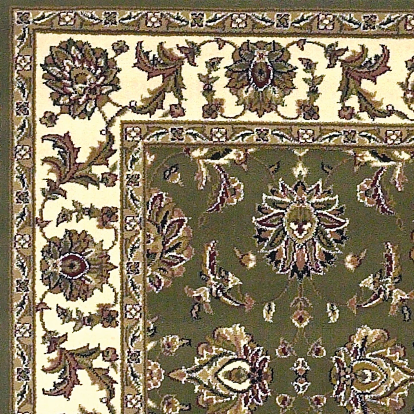Kas Cambridge 7314 Green Ivory Traditional Machine Woven Rug