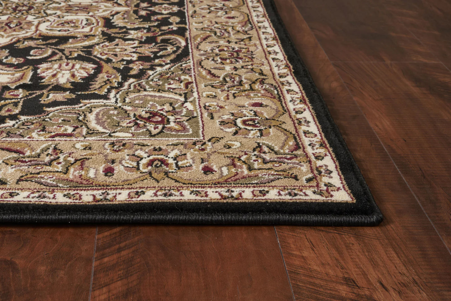 Kas Cambridge 7327 Black Beige Traditional Machine Woven Rug