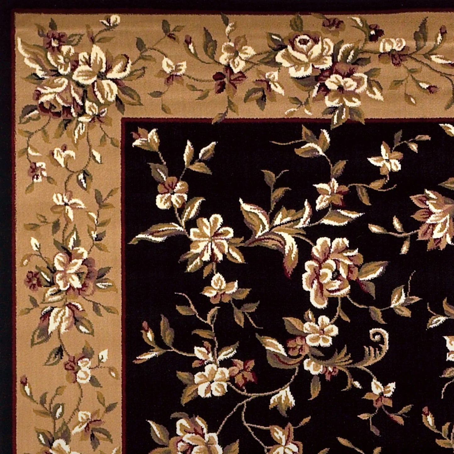 Kas Cambridge 7336 Black Beige Traditional Machine Woven Rug