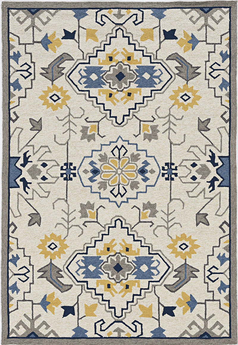 Kas Harbor 4205 Ivory Indoor/Outdoor Hand Hooked Rug