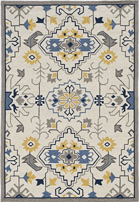 Kas Harbor 4205 Ivory Indoor/Outdoor Hand Hooked Rug
