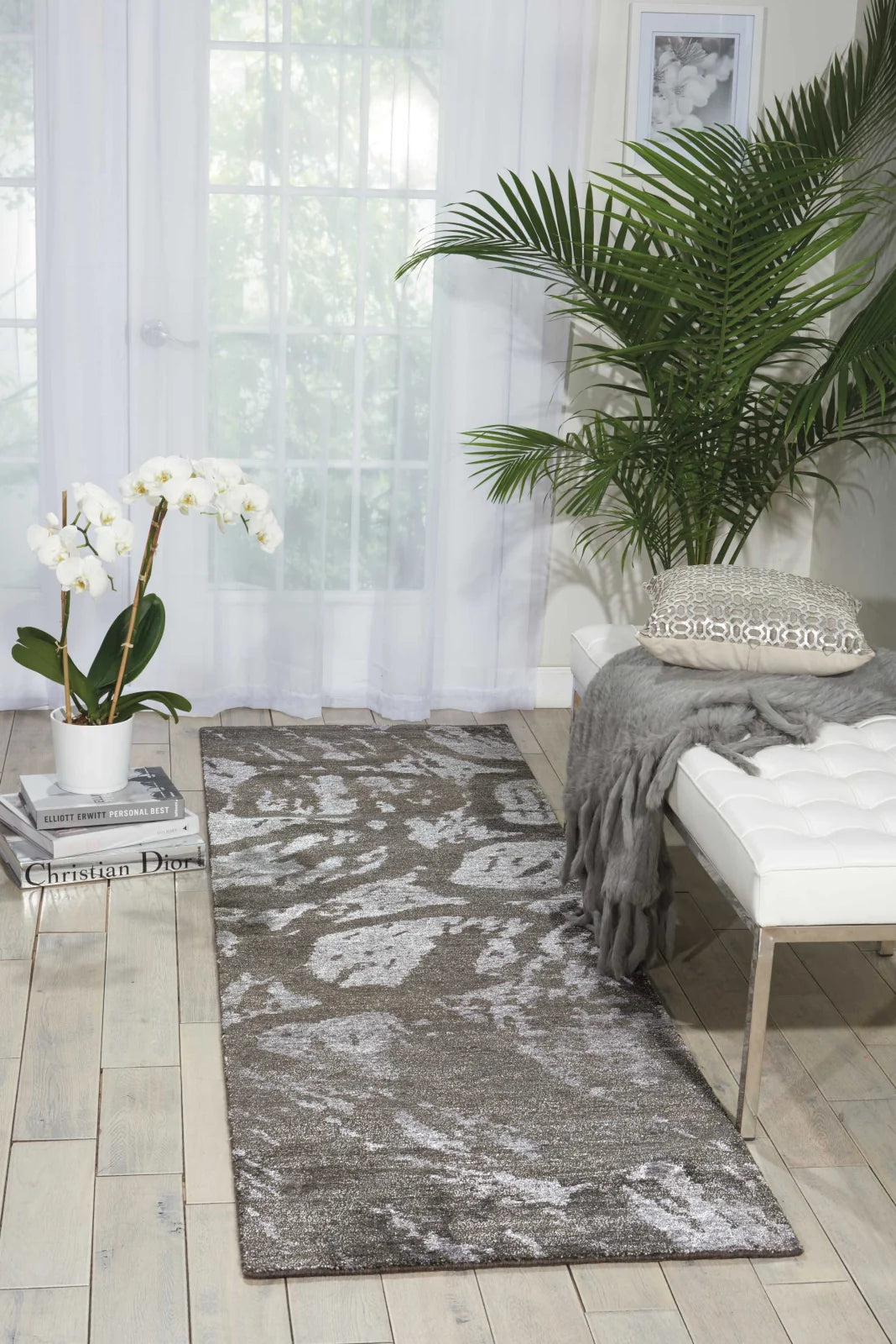 Nourison Home Silk Shadows SHA04 Coal Contemporary Hand Knotted Rug