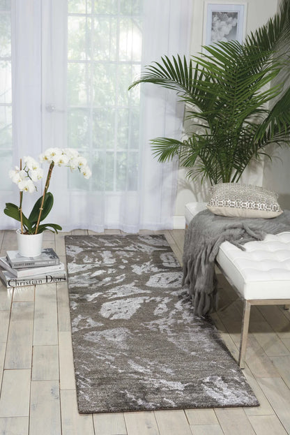 Nourison Home Silk Shadows SHA04 Coal Contemporary Hand Knotted Rug