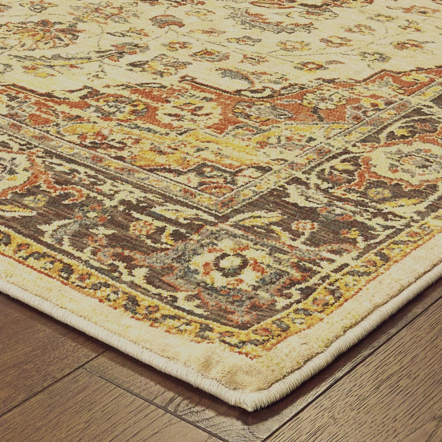 Oriental Weavers TOSCANA 9551A Ivory Orange Traditional Power-Loomed Rug