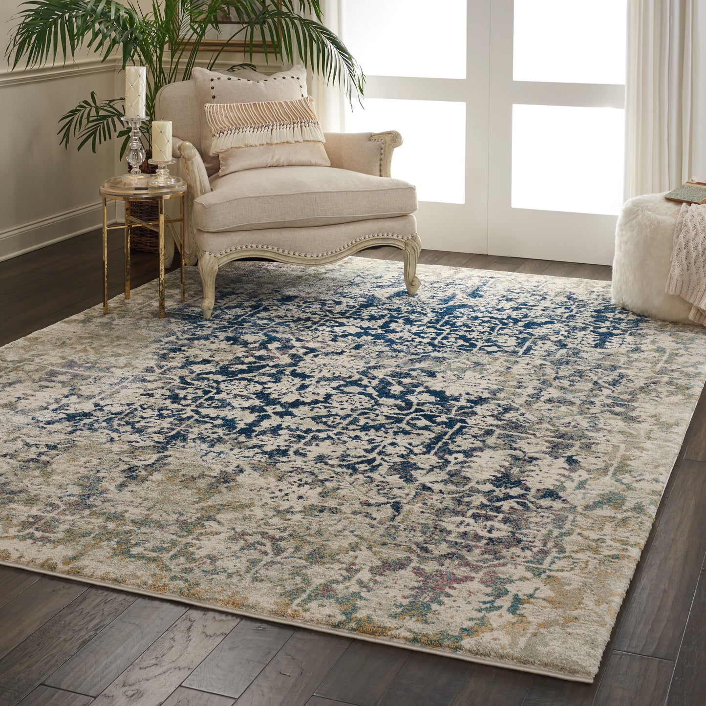 Nourison Home Fusion  Cream Blue  Transitional