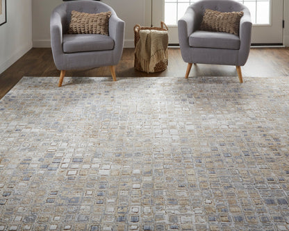 Feizy Laina 39G0F Beige Gray Mosaic Machine Woven Rug - Rugs - Feizy - Atlanta Designer Rugs