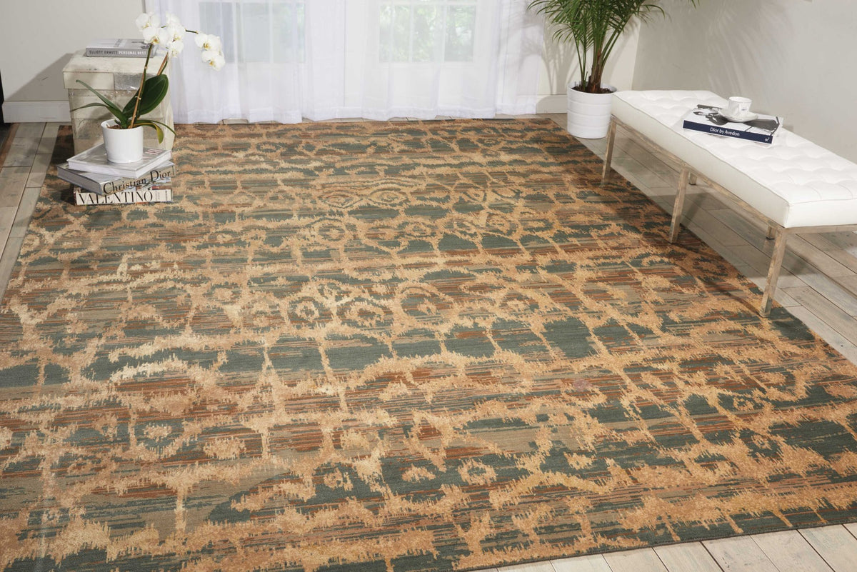 Nourison Home Silken Allure SLK10 Teal Contemporary Loomed Rug