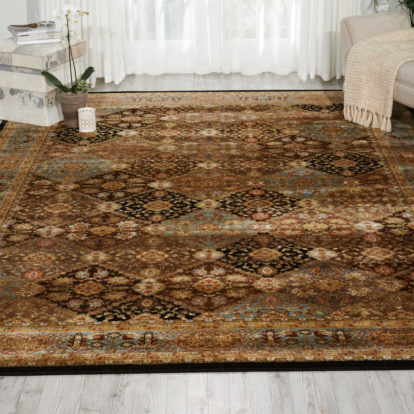 Nourison Home Delano  Black Blue  Traditional