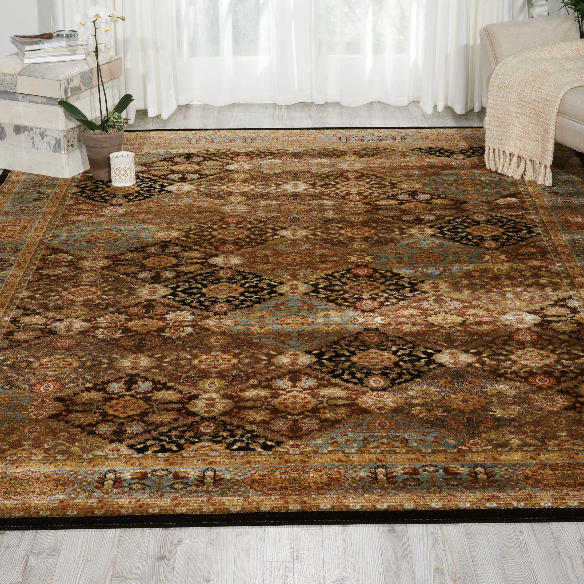 Nourison Home Delano  Black Blue  Traditional