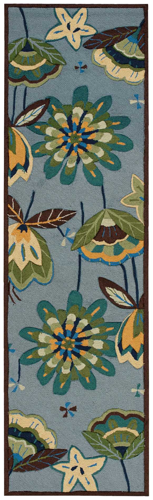 Nourison Home Fantasy FA12 Aqua Transitional Hooked Rug