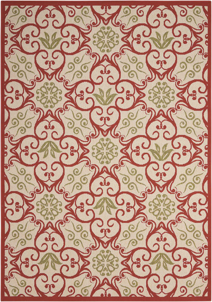 Nourison Home Caribbean CRB02 Ivory Rust Transitional Power-loomed Rug
