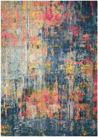 Nourison Home Celestial CES09 Blue Yellow Contemporary Power-loomed Rugs