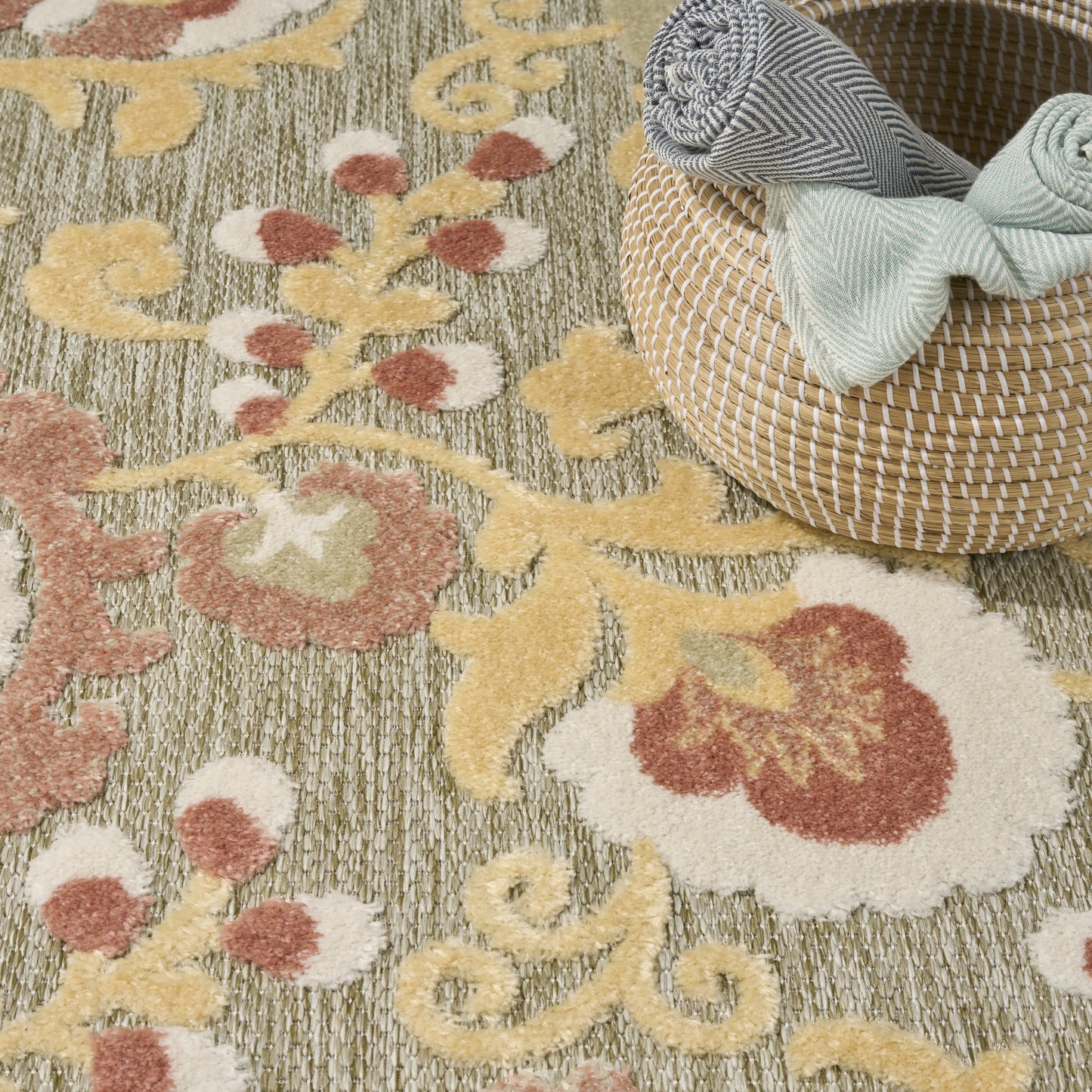 Nourison Home Aloha  Sage Rose  Contemporary