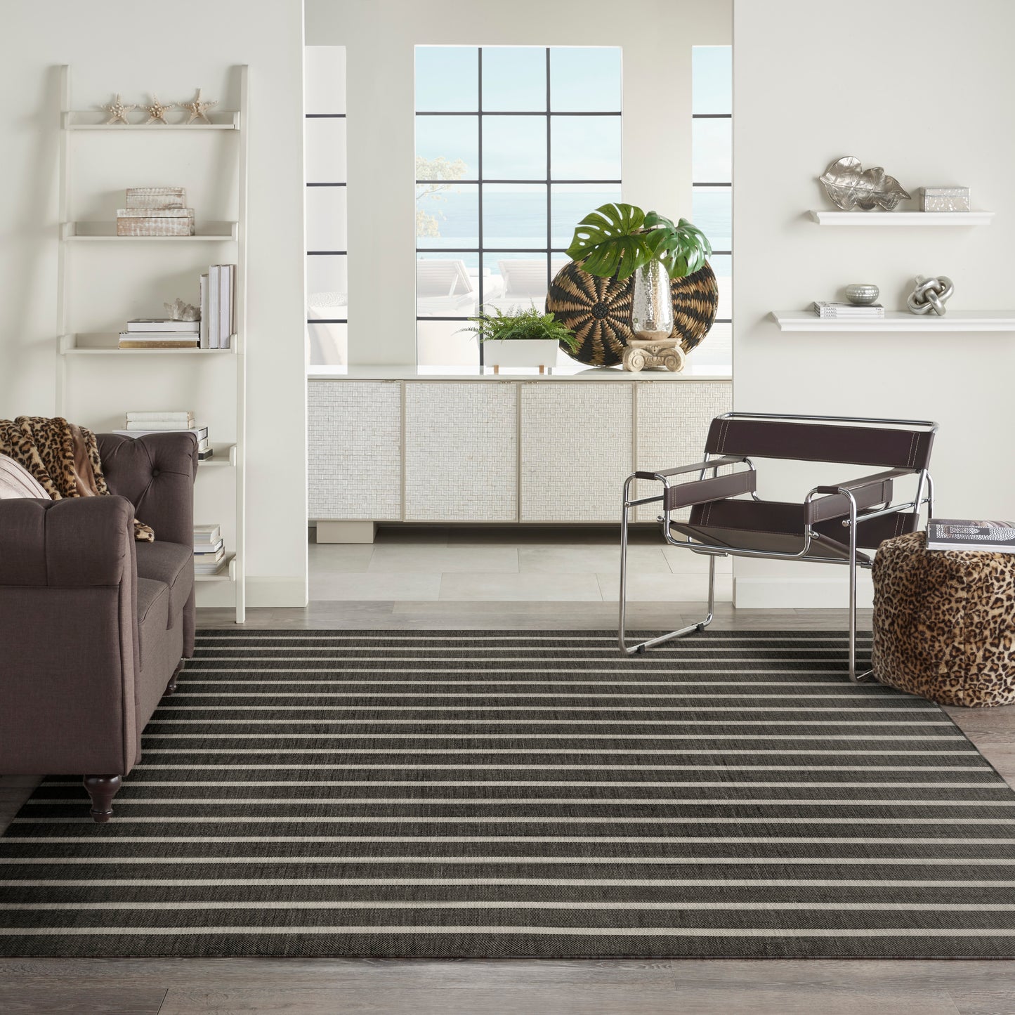Nourison Home Positano  Black Ivory  Contemporary