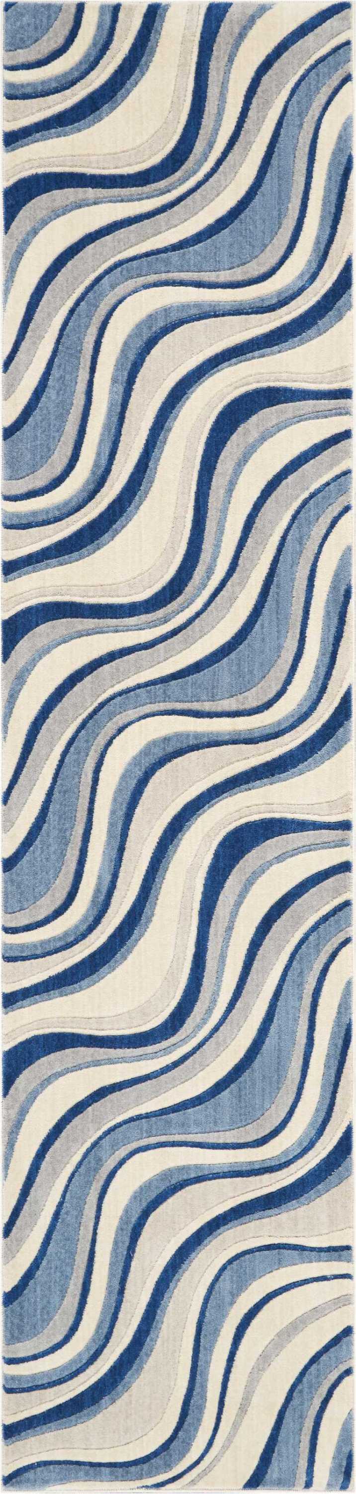 Nourison Home Somerset ST81 Ivory Blue Contemporary Power-loomed Rug