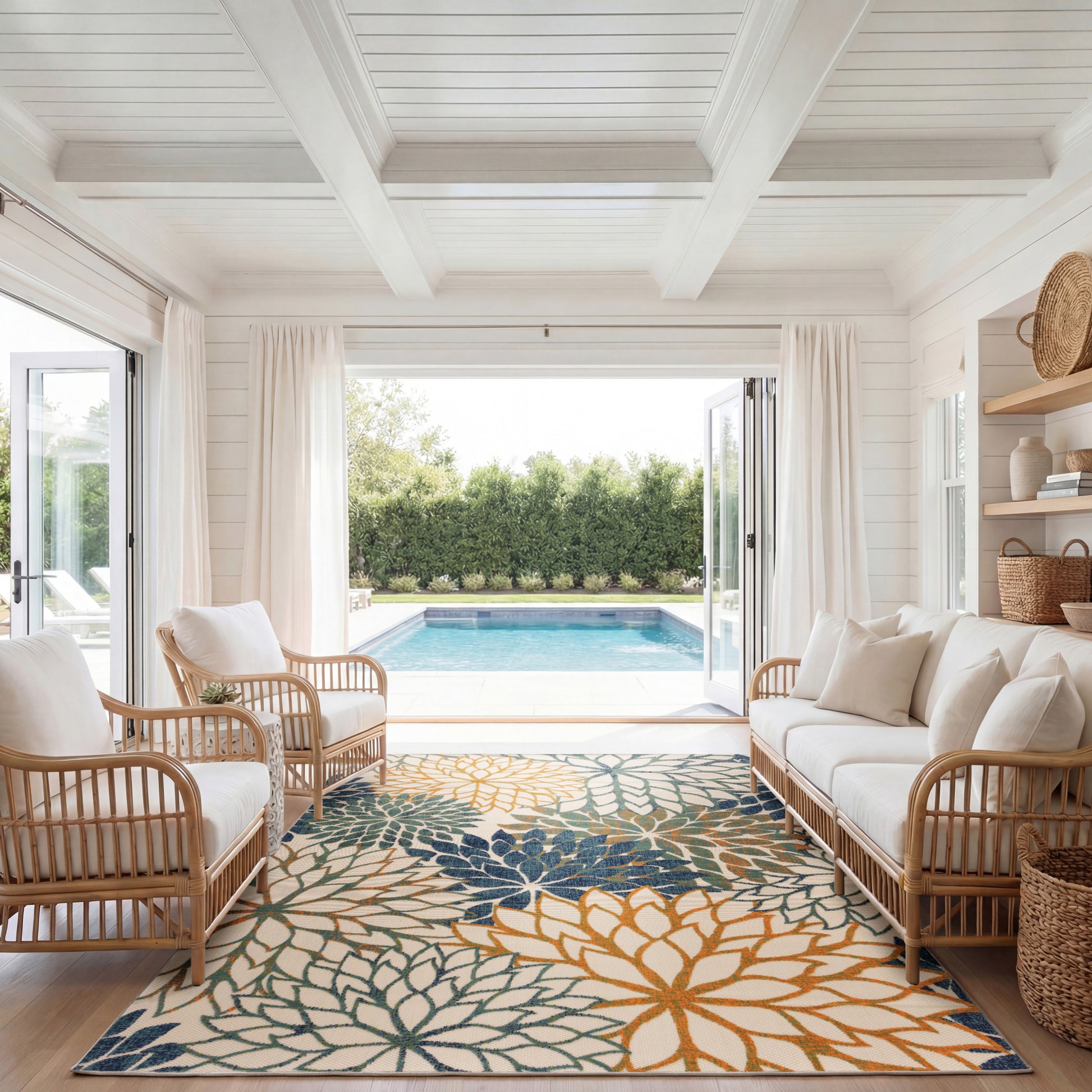 Nourison Home Aloha  Blue Green  Contemporary