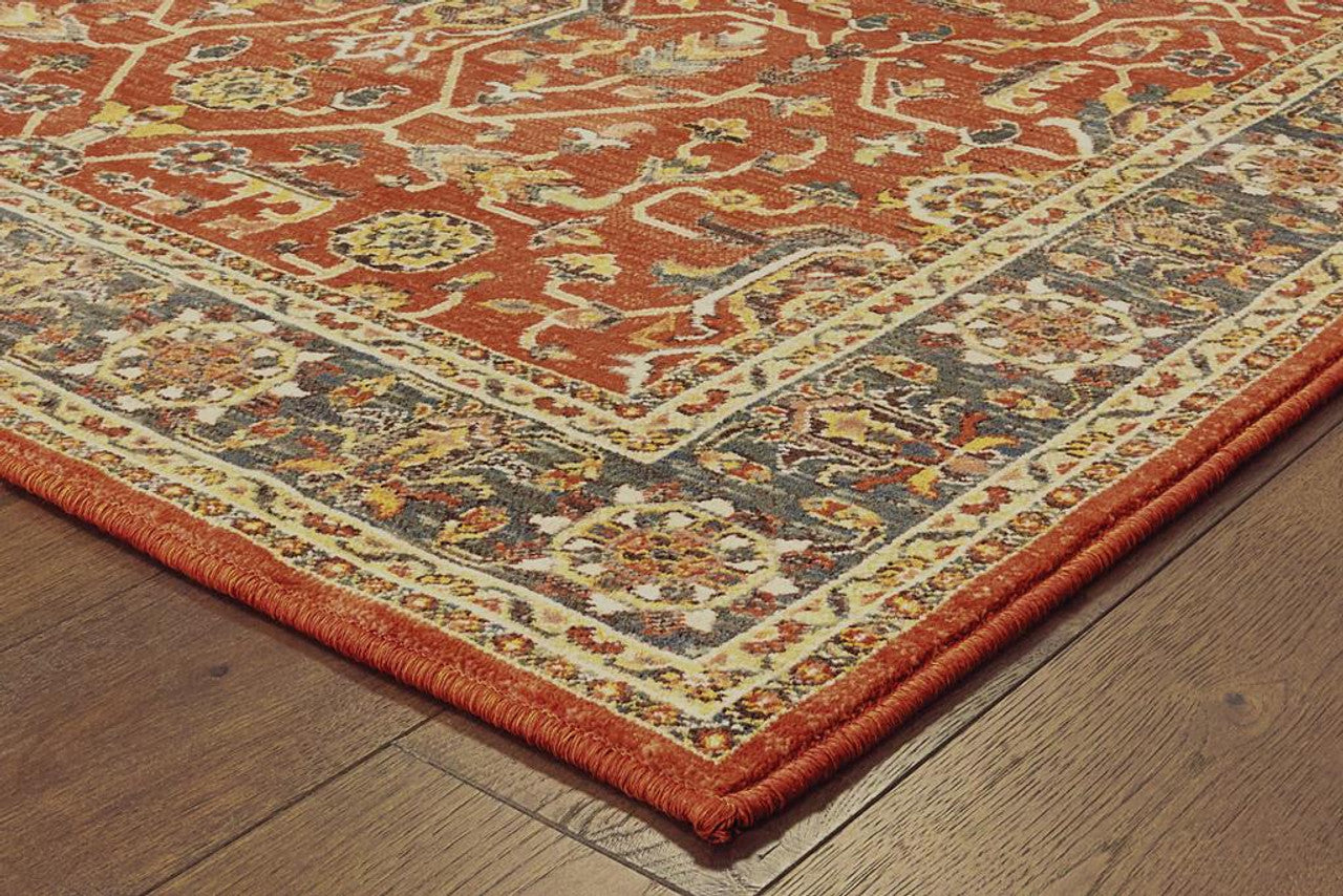 Oriental Weavers TOSCANA 9537C Orange Blue Traditional Power-Loomed Rug