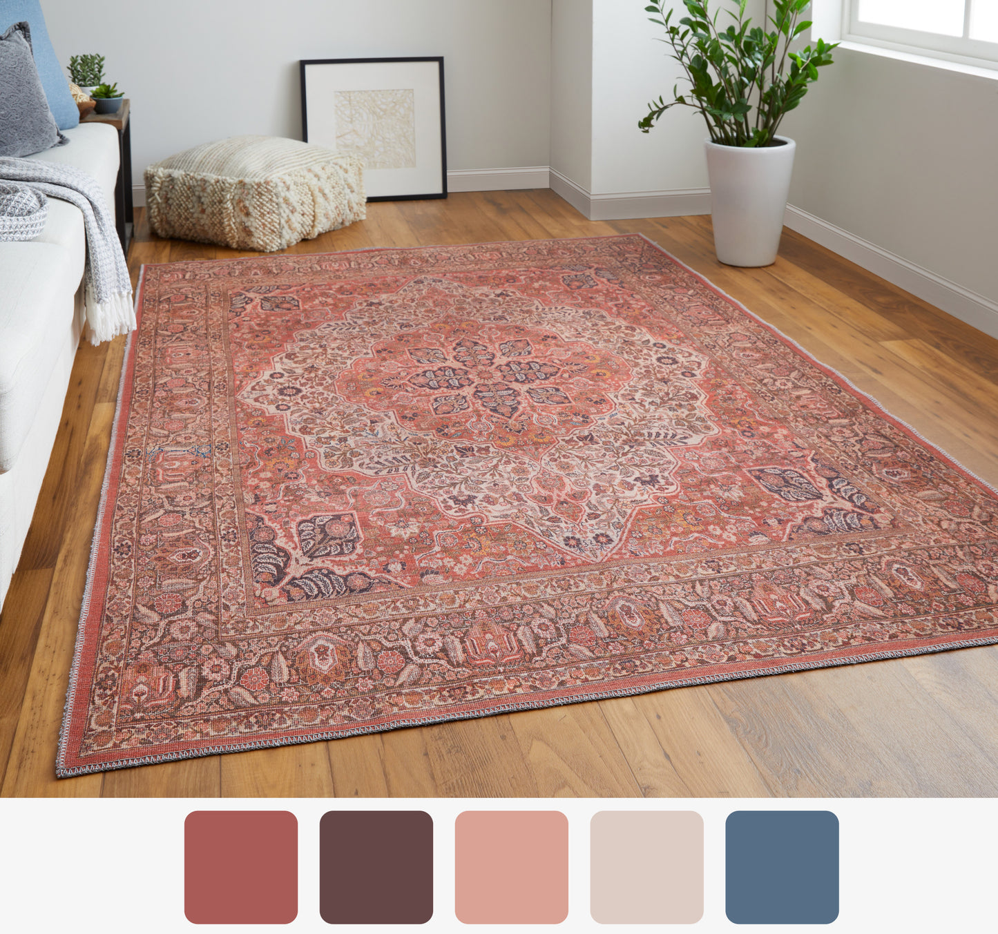Feizy Rawlins  Terracotta Multi Transitional/Bohemian & Eclectic/Vintage