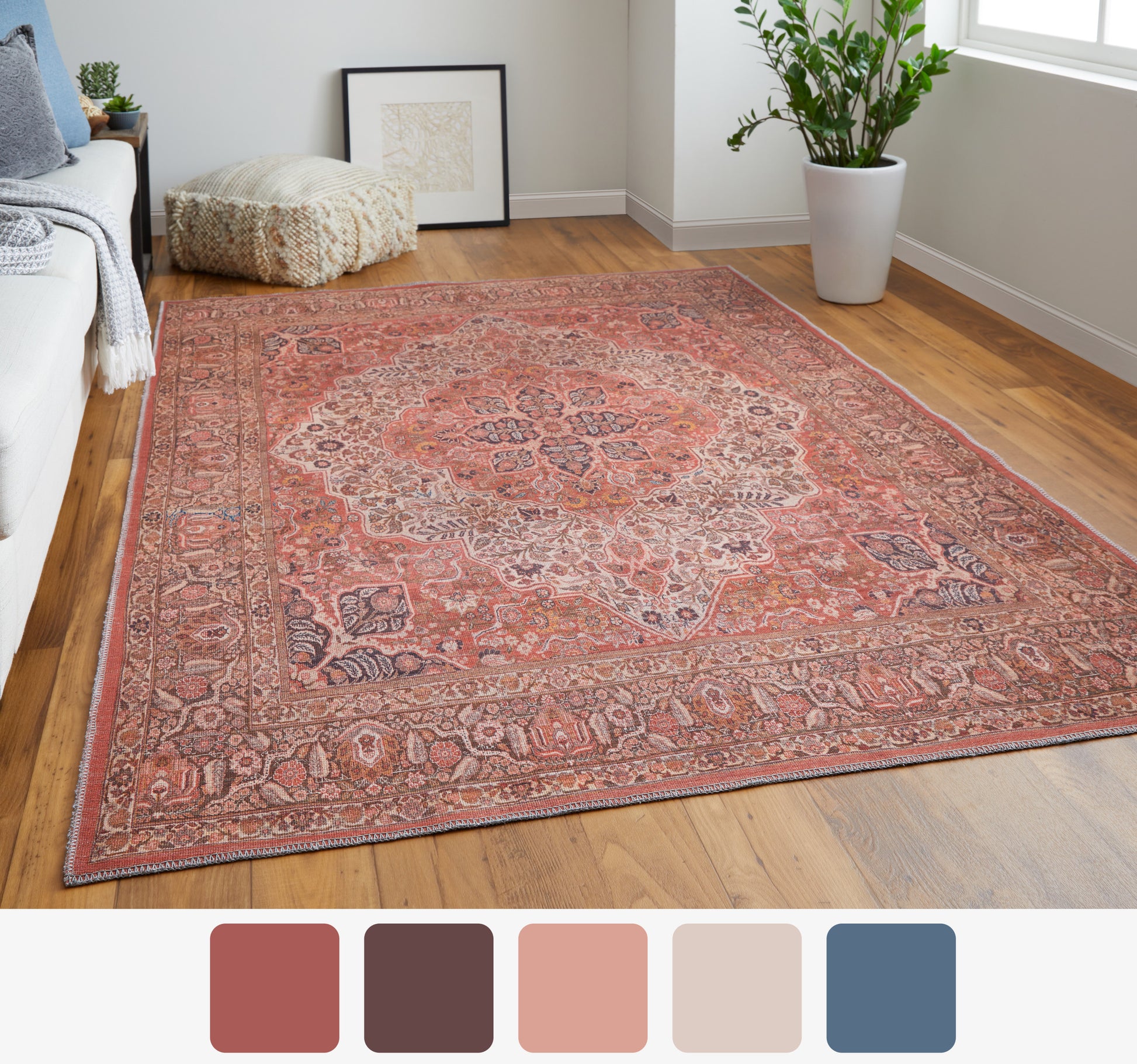 Feizy Rawlins  Terracotta Multi Transitional/Bohemian & Eclectic/Vintage